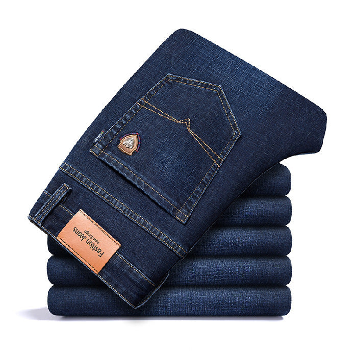 Elastic Straight Jeans