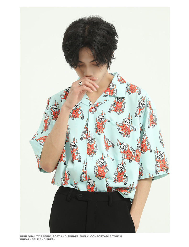 Skull print short sleeve shirt