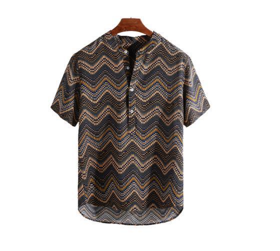 V-neck wave print