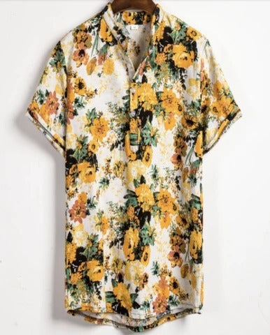 Slim shirt men contrast color