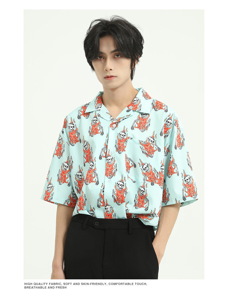 Skull print short sleeve shirt