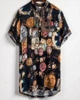 Slim shirt men contrast color