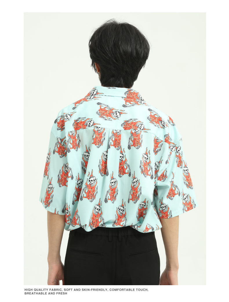 Skull print short sleeve shirt