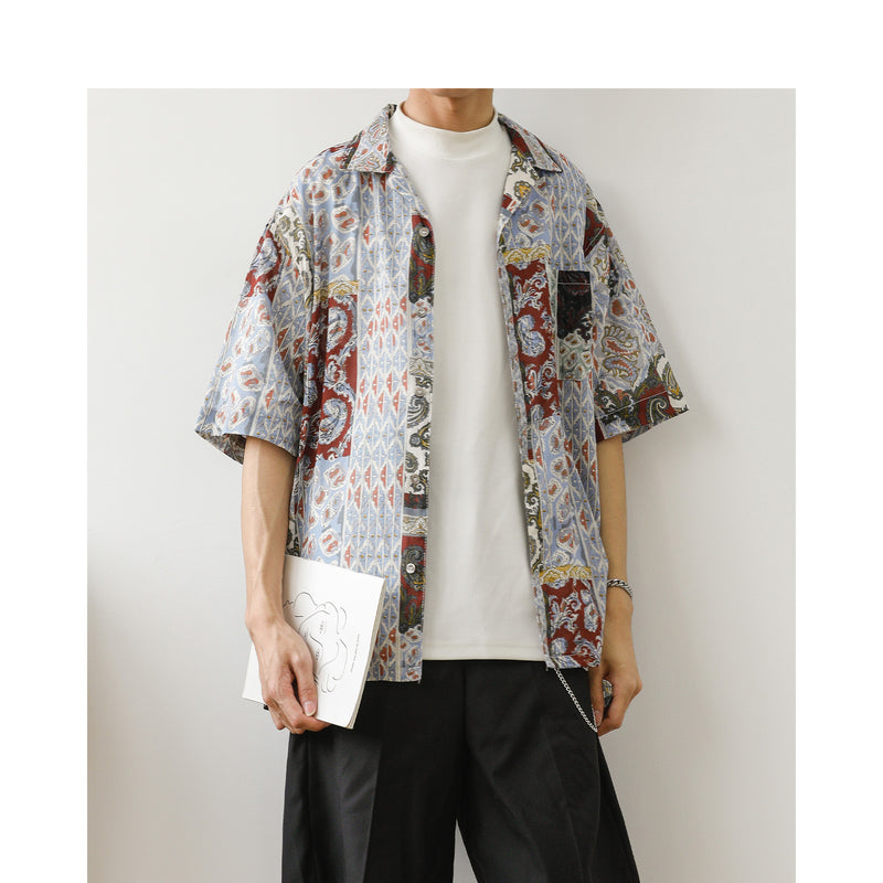 Retro flower shirt men's