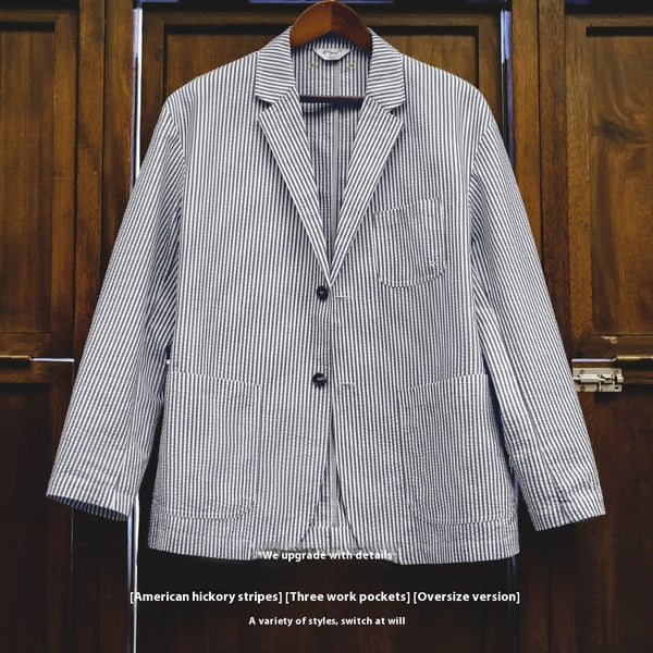 Seersucker Striped Blazer