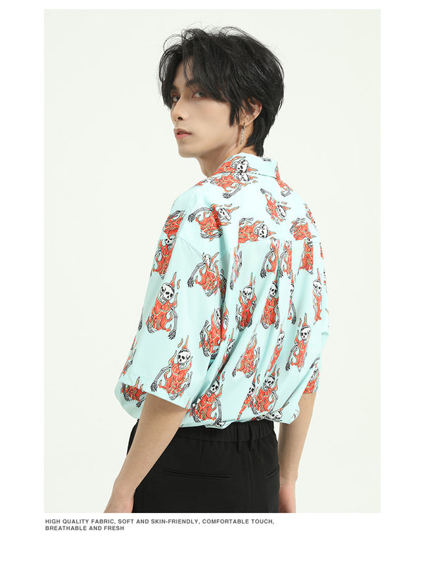 Skull print short sleeve shirt