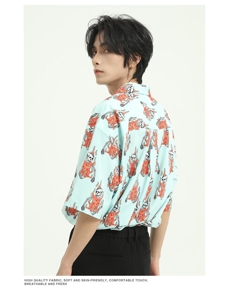 Skull print short sleeve shirt