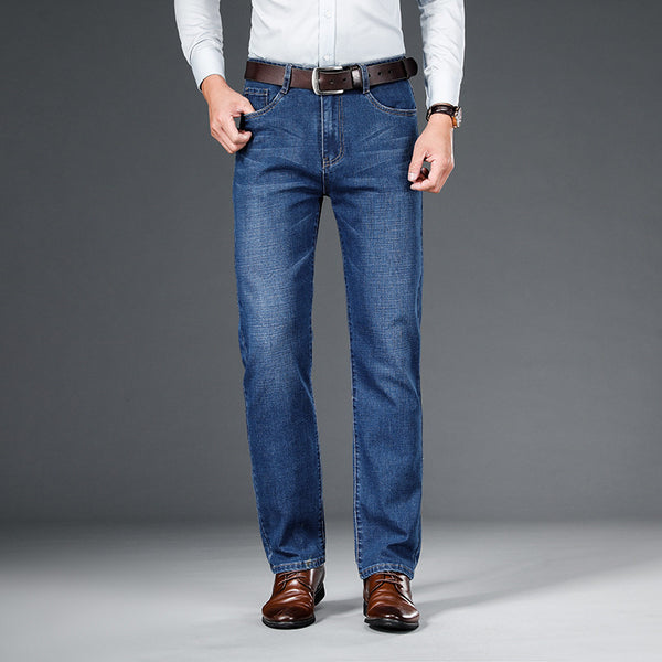 Elastic Straight Jeans
