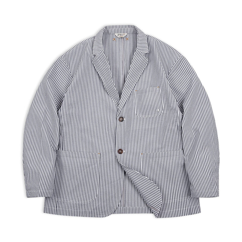 Seersucker Striped Blazer